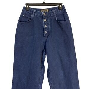 VTG Bonjour Button Fly Vintage Jeans Dark Wash High Rise Mom Boho Western Cotton